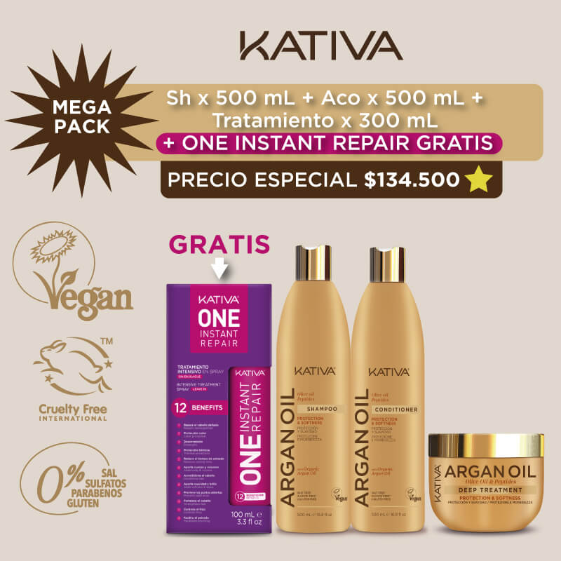 Shampoo+ Tratamiento + Acondicionador ARGAN OIL + GRATIS Termoprotector