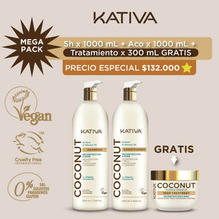 Shampoo + Aco x 1.000 ml COCONUT · GRATIS Tratamiento
