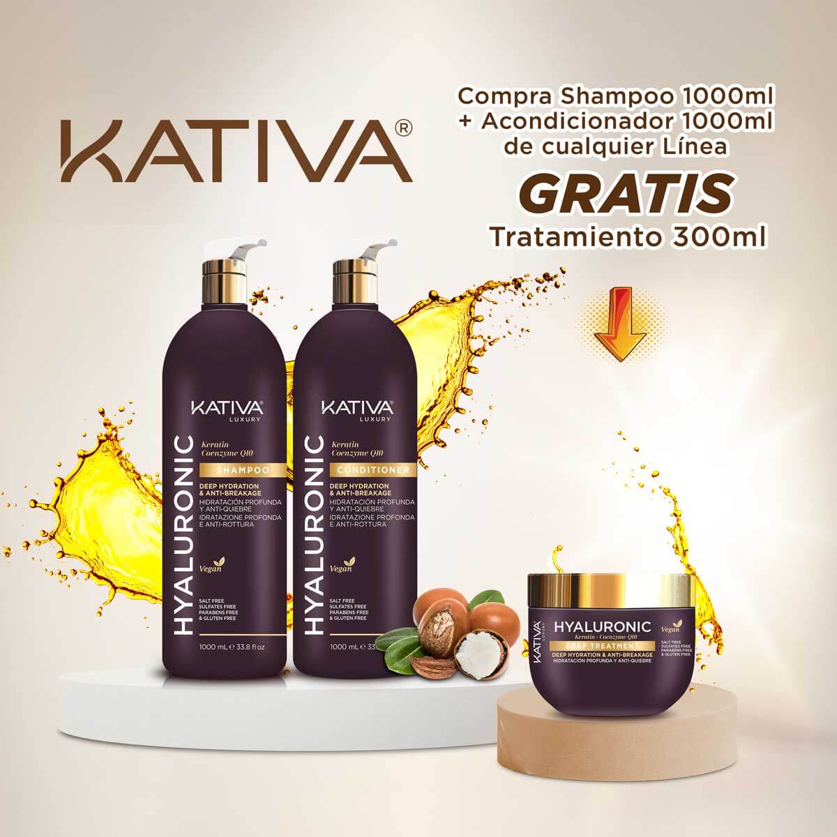 Shampoo + Aco x 1.000 ml HYALURONIC · GRATIS Tratamiento