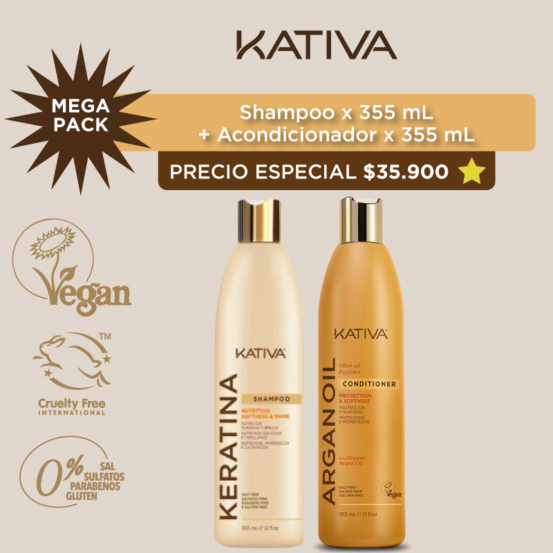 Pack Shampoo Keratina X 355ML+ Acondicionador Argan x 355ML