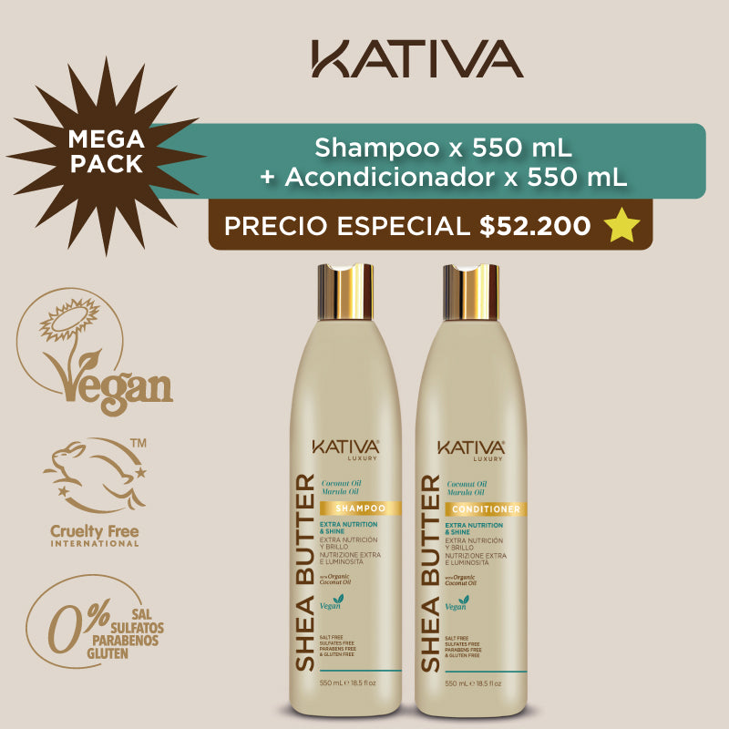 Super combo Shampoo Shea Butter + Acondicionador Shea Butter x 550ml c/u